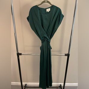 Emerald green, silk, tie dress